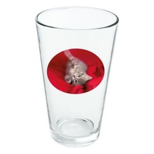 Red kitten Valentine 16 oz pint glass