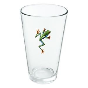 South American tree frog neon 16 oz pint glass