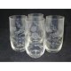 Retro carved glass beaker etched flowers and leaves pattern