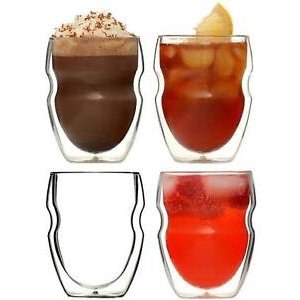 Double-insulated coffee and beverage glasses, 8 ounces