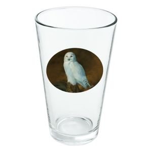 Arctic snow owl stumps 16 oz pint glass