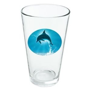 Dolphin Marine light jumping 16 oz pint glass