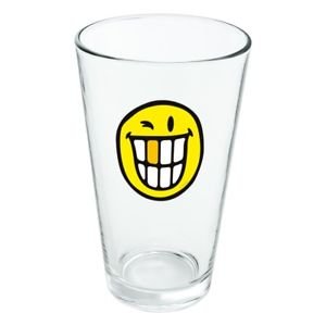 Big toothy smile wink smile 16 oz pint glass