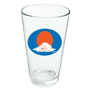 Global warming polar bear 16 oz pint glass